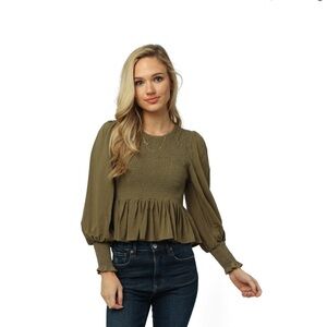 Dear John Women’s Xaria Peplum Smocked Top. Size XL. NWOT